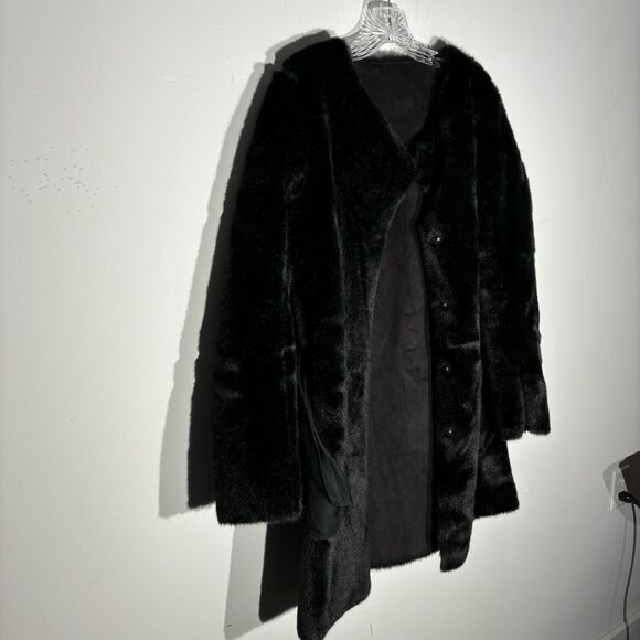 H&M Faux Suede Faux Fur Reversible Long Coat Jacket Size 6 - Picture 10 of 14